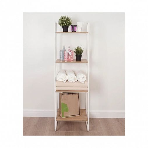 Стеллаж ЗМИ Скандинавия 14, 4 полки, 45 x 38,5 x 147 см, белый фото