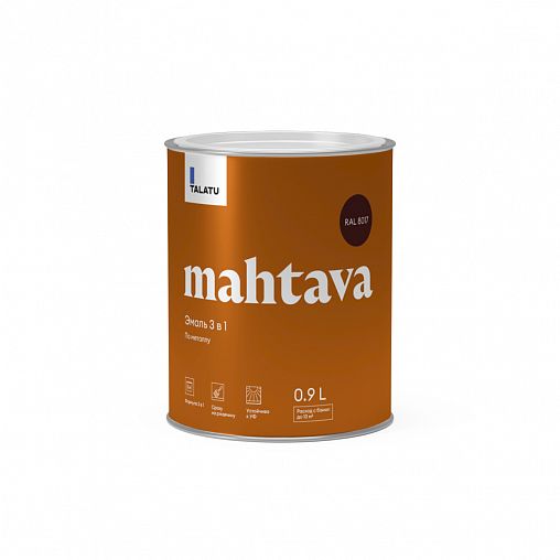 Грунт-эмаль по ржавчине 3 в 1 Talatu Mahtava, глянцевая, 0,9 л, RAL 8017, коричневый фото
