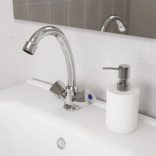 Смеситель для раковины с поворотным изливом Milardo Tring TRISB00M01, двухвентильный, хром фото