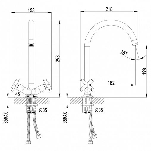 Смеситель для кухни Lemark Practica LM7504C, двухвентильный, хром фото
