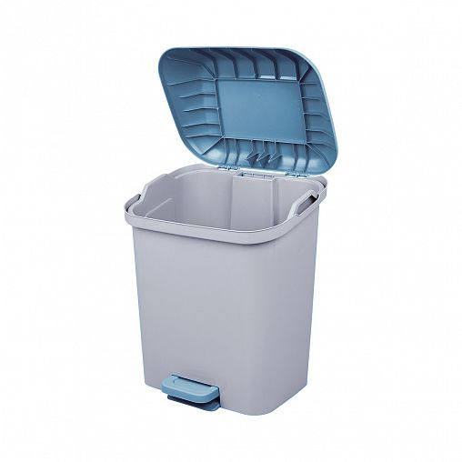 Контейнер для мусора Spin&Clean Step, с педалью и внутренним ведром, 15 л, небесный фото