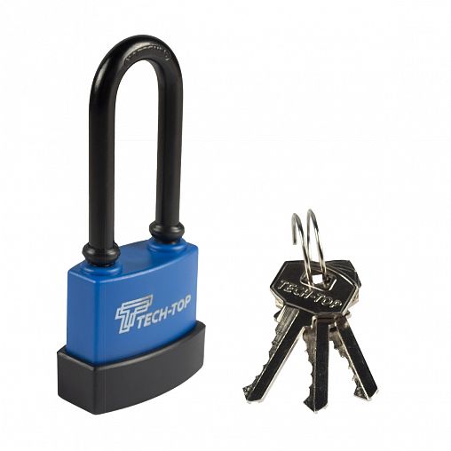 Замок навесной всепогодный Tech-Top T-01-01, с длинной дужкой, 98 x 45 x 24 мм, 3 ключа фото