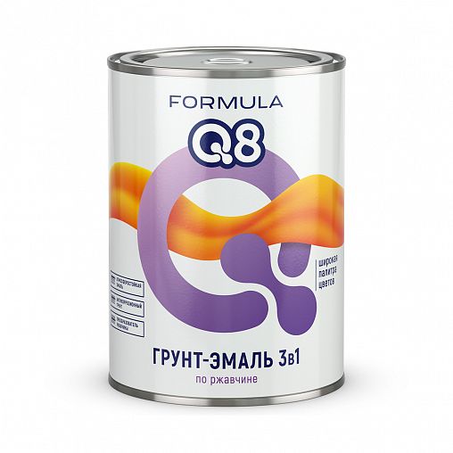 Грунт-эмаль по ржавчине Formula Q8 3 в 1, матовая, 0,9 кг, желтая фото