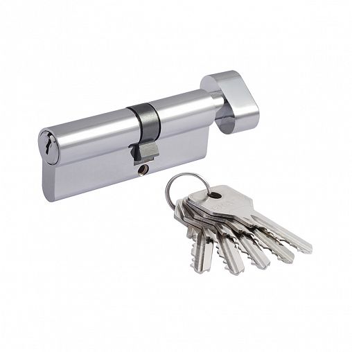 Цилиндровый механизм Нора-М STD Z ЛВ-80 (45-35В), ключ/вертушка, хром фото