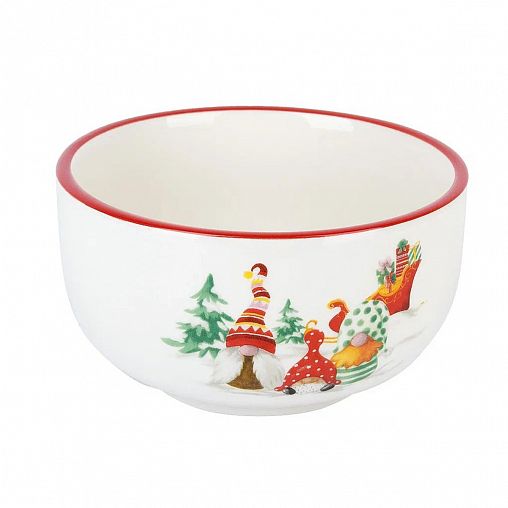Салатник Dolomite Рождественские гномы, керамический, d 12,5 см фото