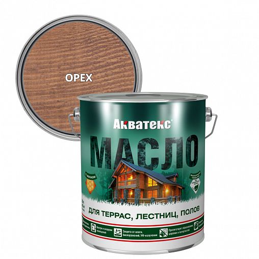 Масло для террас, лестниц, полов Акватекс, матовое, орех, 2,5 л фото