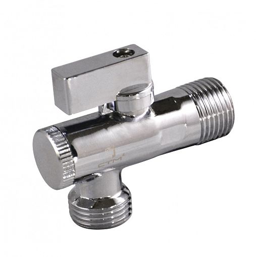 Кран шаровой для труб СТМ, угловой с наружной резьбой 1/2" x 1/2", бабочка, с фильтром фото