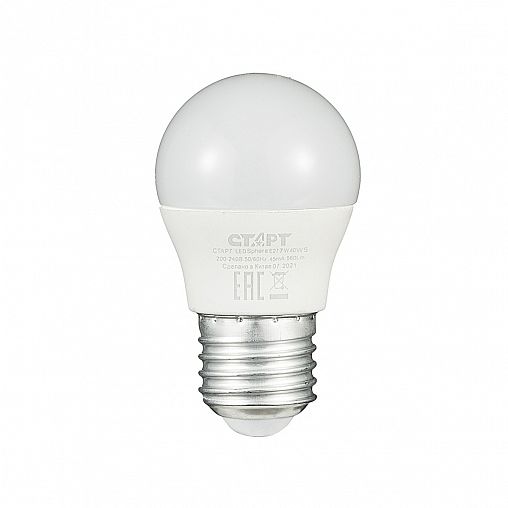 Лампа светодиодная LED Старт ECO Шар, E27, 7 Вт, 4000 K, холодный свет фото