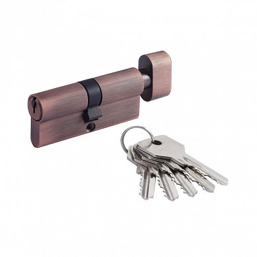 Цилиндровый механизм Нора-М STD Z ЛВ-70 (35-35), ключ/вертушка, старая медь фото