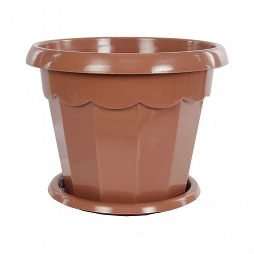 Горшок для цветов Альтернатива Гармония, с поддоном, 2,5 л, коричневый фото