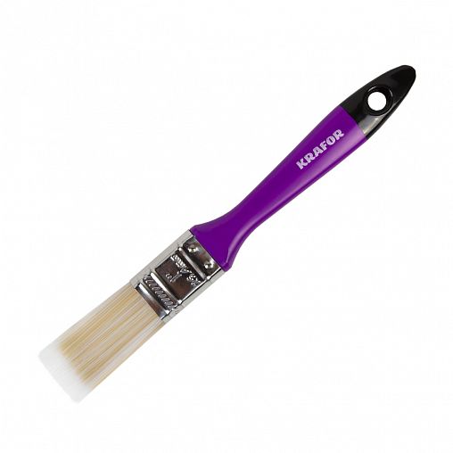 Кисть плоская Krafor №1, искусственная щетина, пластиковая ручка, 25 мм фото