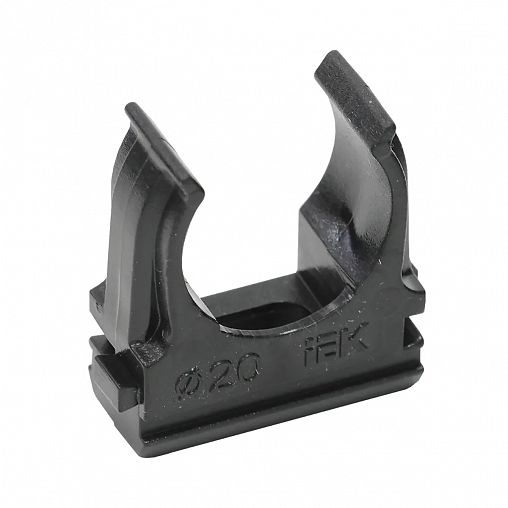 Держатель для трубы IEK CF20, 20 мм, с защёлкой, 10 шт, черный фото