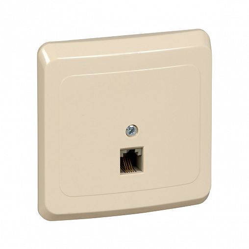 Розетка телефонная RJ11 Systeme (Schneider) Electric Этюд TELC-001K, встраиваемая, кремовая фото