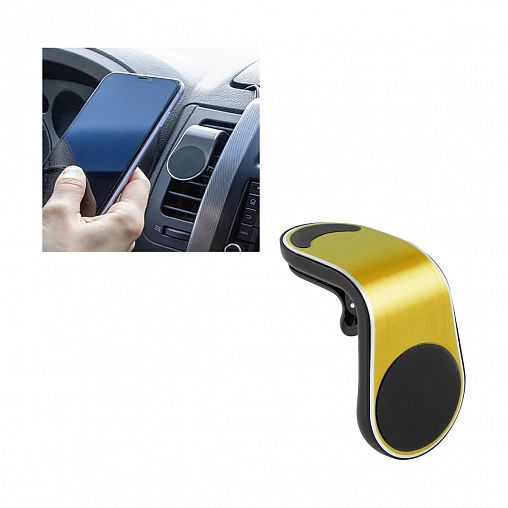 Держатель телефона на дефлектор Energy EM-004, магнитный, золото фото