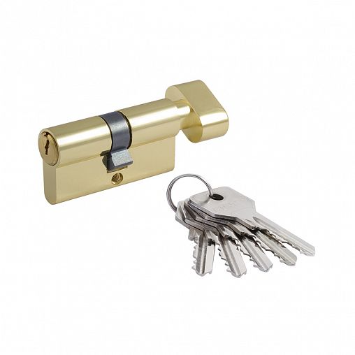 Цилиндровый механизм Нора-М STD AL ЛВ-60 (30-30), ключ/вертушка, золото фото