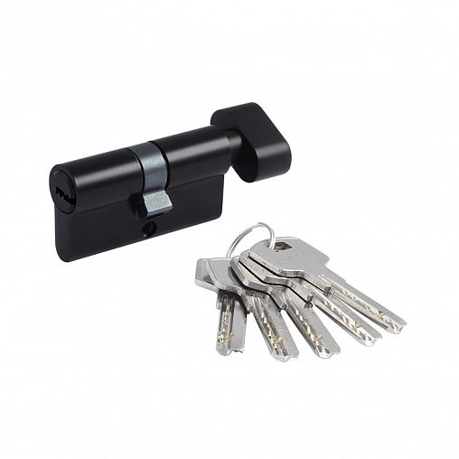 Цилиндровый механизм Нора-М STD AL ЛПВ-60 (30-30), ключ/вертушка, черный фото