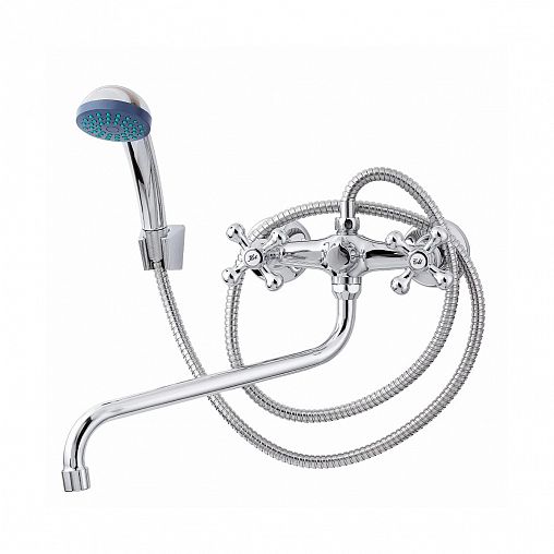 Смеситель для ванны с душем Tsarsberg TSB-118-95, с длинным изливом, двухвентильный, хром фото