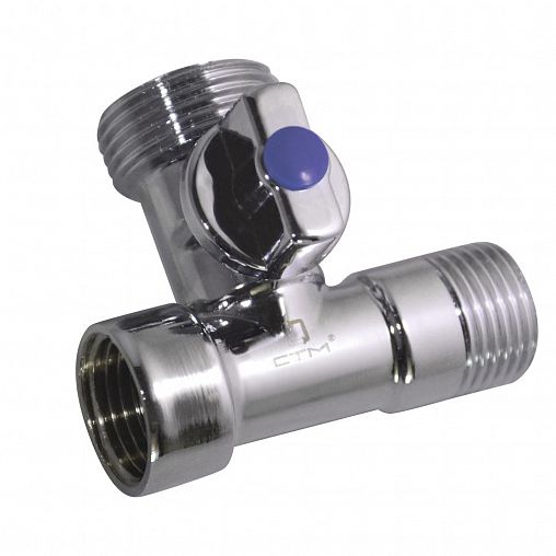 Кран шаровой для труб СТМ, внутренняя-наружная-наружная резьба 1/2" x 3/4" x 1/2", бабочка фото