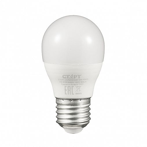 Лампа светодиодная LED Старт ECO Шар, E27, 10 Вт, 4000 K, холодный свет фото