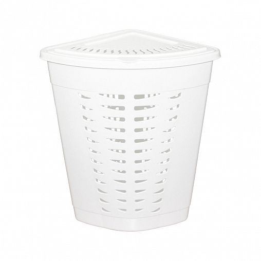 Корзина для белья угловая Альтернатива, 45 л, белая фото