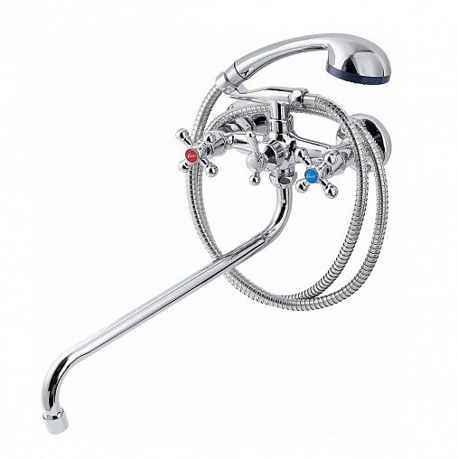 Смеситель для ванны с душем Fauzt FZs-428-54, с длинным изливом, двухвентильный, хром фото