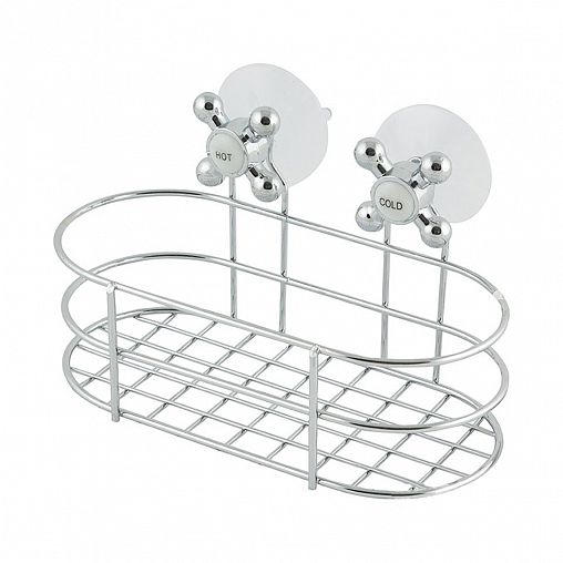 Полка-корзина для ванной на присосках Рыжий кот Spot-BH-05, 20 x 10,5 x 12,5 см, овальная фото