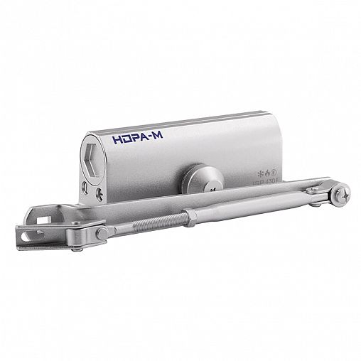 Доводчик дверной Нора-М 430F Isparus, для дверей 50 - 110 кг, с фиксацией, серебро фото