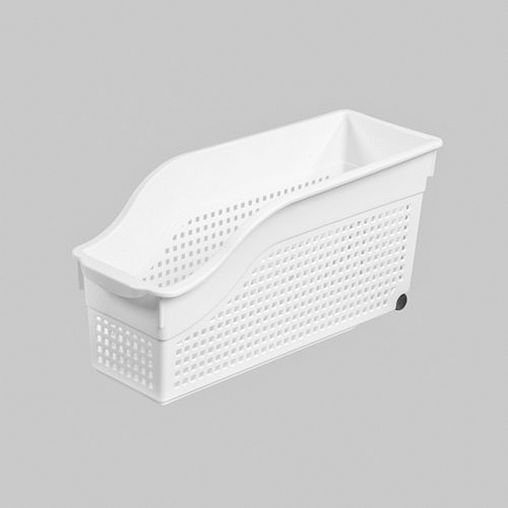 Контейнер хозяйственный Violet Лофт 355 x 130 x 170 мм на колесах, узкий, белый фото