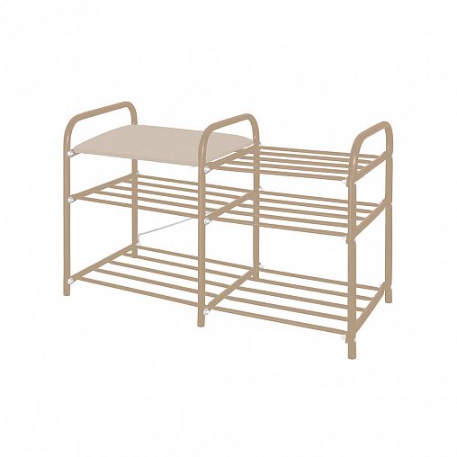 Этажерка для обуви Nika Люкс 3-1, 3 полки, 79 x 50 x 33 см, слоновая кость/бежевый металлик фото