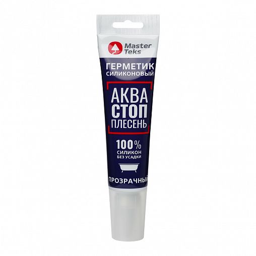 Силиконовый санитарный герметик MasterTeks Profimaster АкваСТОПплесень, 80 мл, прозрачный фото Силиконовый санитарный герметик MasterTeks Profimaster АкваСТОПплесень, 80 мл, прозрачный фото
