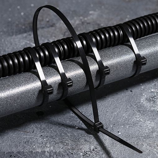 Хомут-стяжка Rexant, нейлон, 4,8 x 400 мм, 100 шт, черный фото