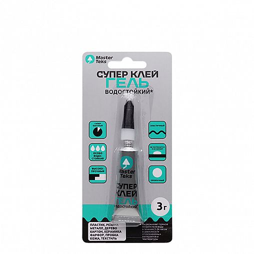 Супер-клей цианоакрилатный MasterTeks, водостойкий, гель, 3 г фото