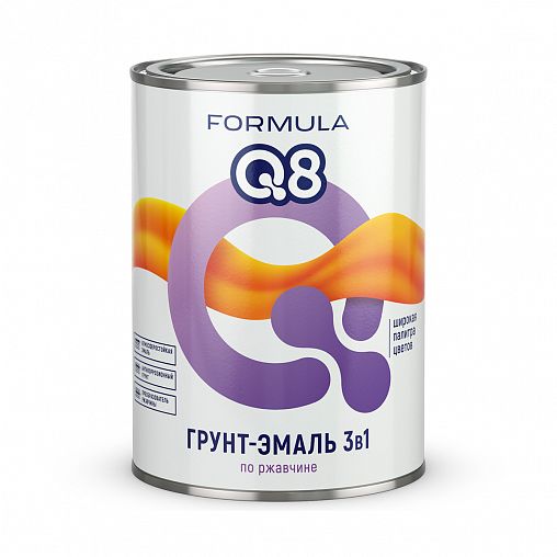 Грунт-эмаль по ржавчине Formula Q8 3 в 1, матовая, 0,9 кг, серая фото