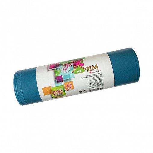 Мешки для мусора Концепция Быта Экодом, 30 мкм, 220 л, ПВД, рулон 10 шт, черные фото