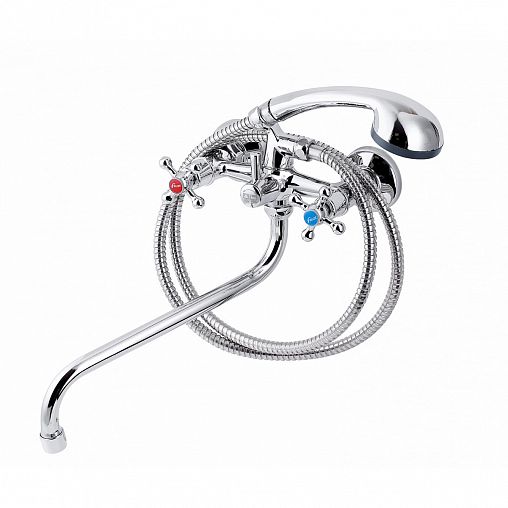 Смеситель для ванны с душем Fauzt FZs-471-06, с длинным изливом, двухвентильный, хром фото