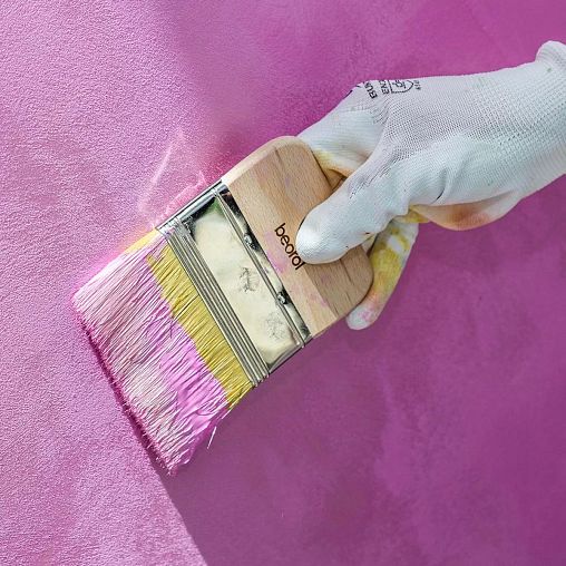 Кисть плоская Beorol Декоративные работы, смешанная щетина, деревянная ручка, 100 x 9 мм фото