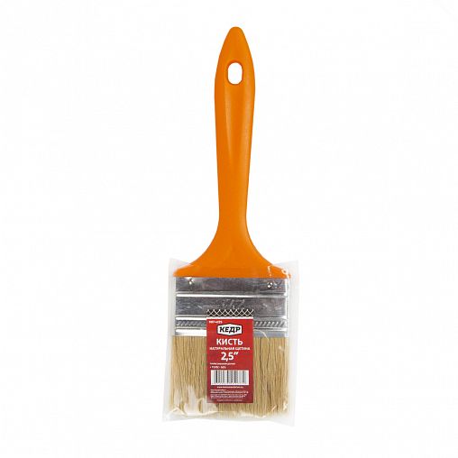 Кисть плоская Кедр №2,5, натуральная щетина, пластиковая ручка, 63 мм фото