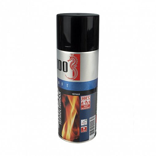 Аэрозольная краска термостойкая Kudo KU-5002, 520 мл, черная фото