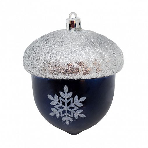 Набор елочных украшений Желуди, 9 x 8 см, 3 шт, синий/серебро фото