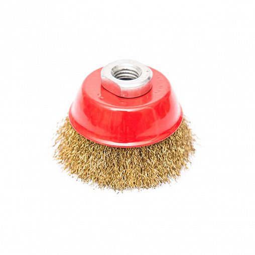 Щетка для УШМ Beorol, чашка, 65 мм, М14, латунированная гофрированная проволока фото