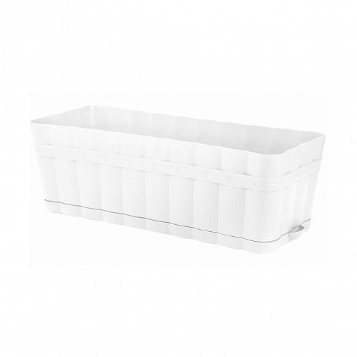 Ящик для цветов Альтернатива Изюминка, с поддоном, 12 л, белый фото