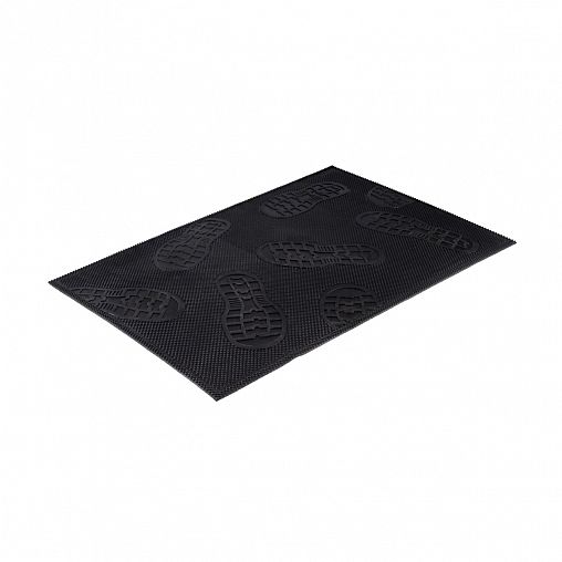 Коврик придверный SunStep Следы, резиновый, 45 x 75 см, черный фото