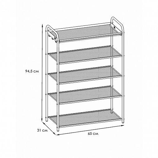 Подставка для обуви ЗМИ Верона 25, 5-ти полочная, 30 x 65 x 95 см, черная фото