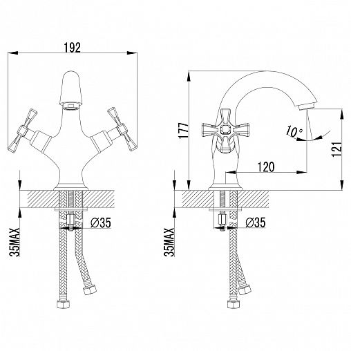 Смеситель для раковины с коротким изливом Lemark Benefit LM2506C, двухвентильный, хром фото
