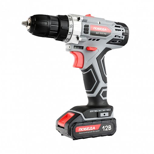 Дрель-шуруповерт аккумуляторная Победа ДА-12/2 Ли, 12 В, 2 x 2,2 Ач Li-ion, с 2 АКБ и ЗУ фото