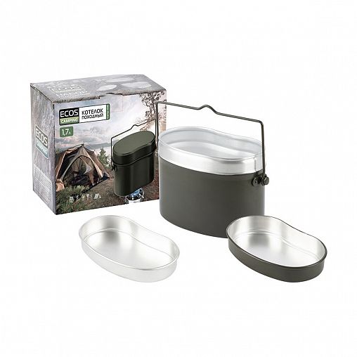 Котелок походный Ecos, с крышкой, алюминий, 1,7 л фото