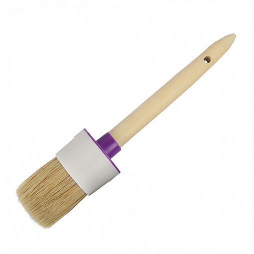 Кисть круглая Krafor №16, натуральная щетина, деревянная ручка, 55 мм фото