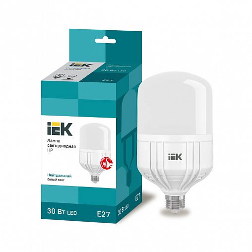 Лампа светодиодная LED IEK, E27, HP, 30 Вт, 4000 K, нейтральный свет фото