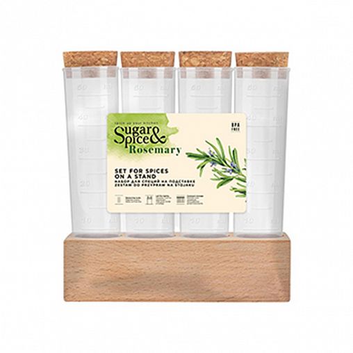 Набор для специй на подставке Sugar&Spice Rosemary, 4 емкости с крышками фото