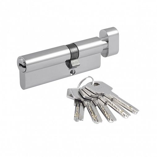 Цилиндровый механизм Нора-М STD AL ЛПВ-90 (55-35В), ключ/вертушка, хром фото